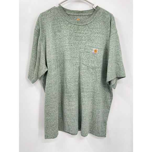 Carhartt Shirt  Heather Green Workwear Original Fit Casual Logo Mens Size L - Picture 1 of 7